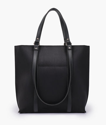 BLACK SUEDE DOUBLE HANDLE TOTE BAG