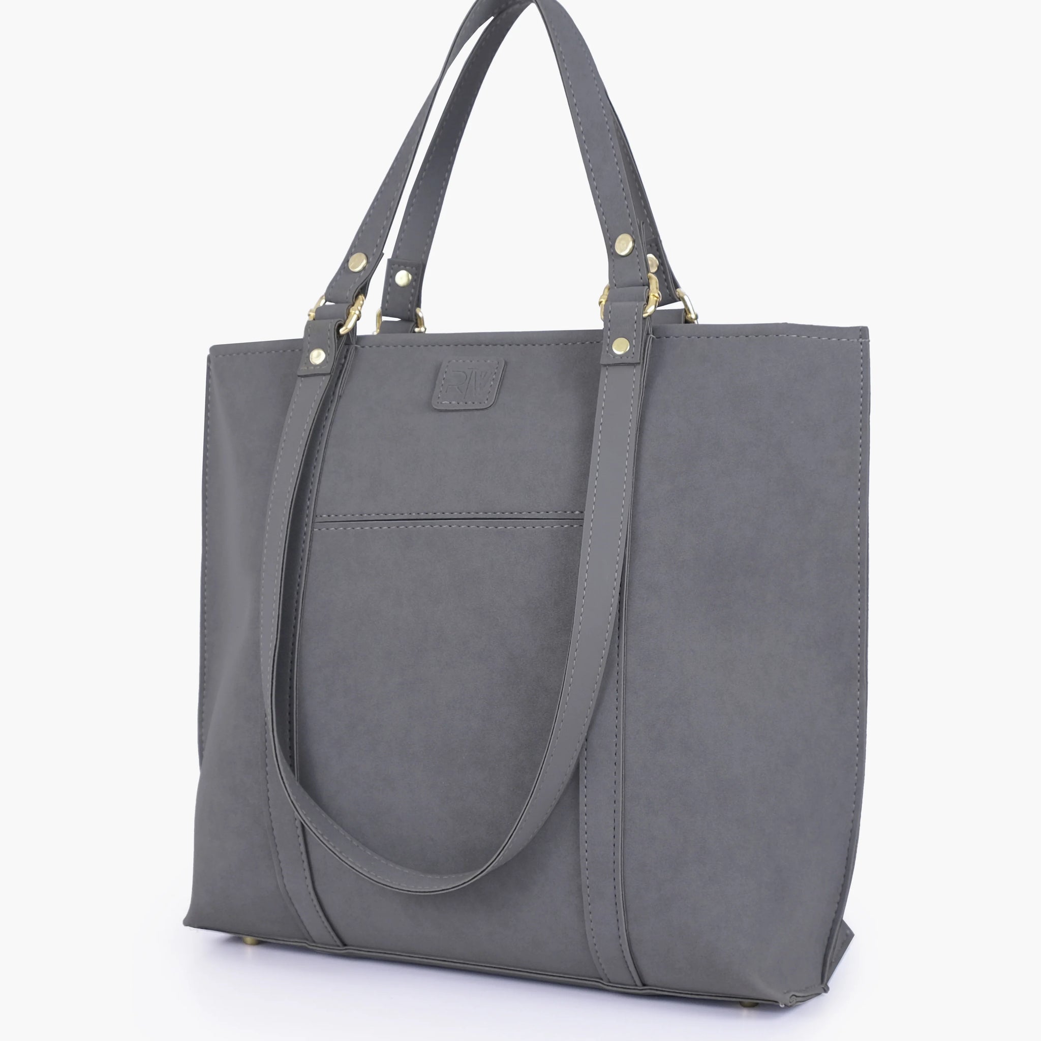 GREY DOUBLE HANDLE TOTE BAG