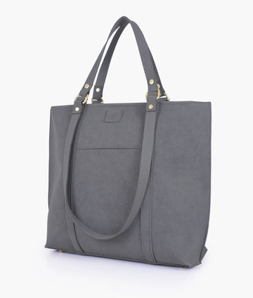 GREY DOUBLE HANDLE TOTE BAG